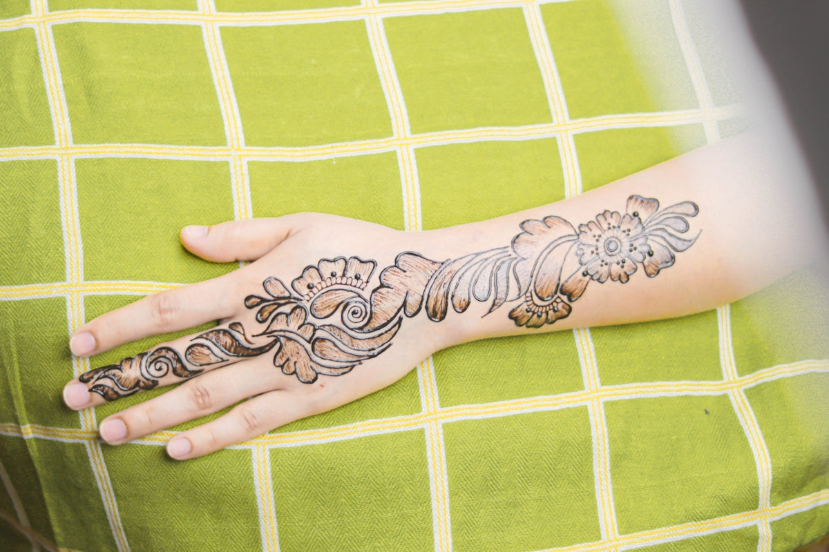 black and white floral tattoo