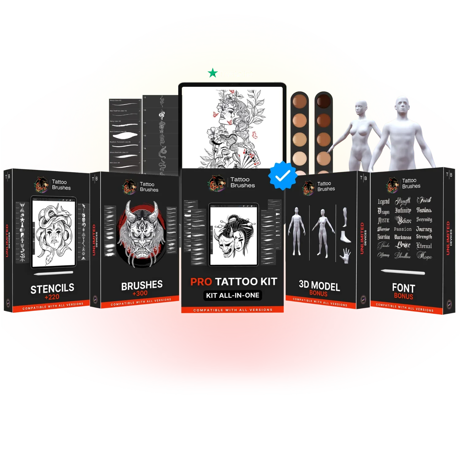 PRO TATTOO KIT - Tattoo Brushes